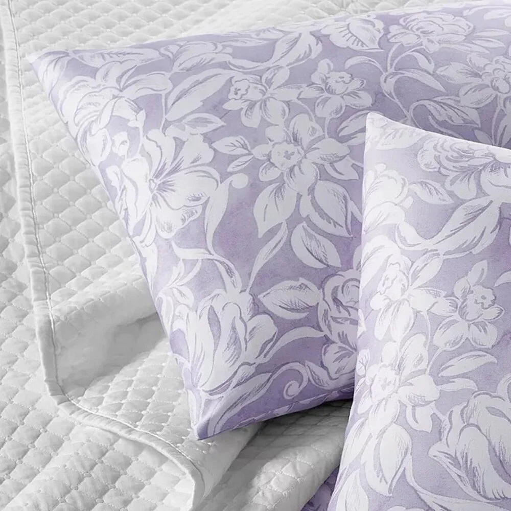 new Charter Club Damask Designs WHITE + LILAC Cotton TWIN Duvet Cover & Sham